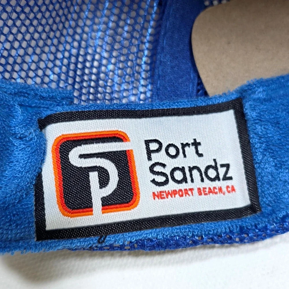 Port Sandz Trucker Surfer Hat Blue Shine Sun Patch Snapback Mesh Cap Mesh Beach